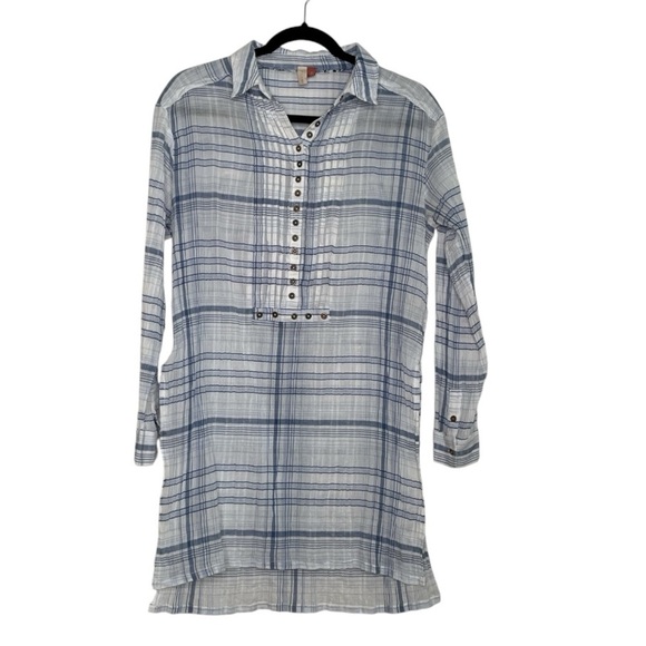 Anthropologie Pilcro Blue and White Plaid Tunic - Picture 5 of 12